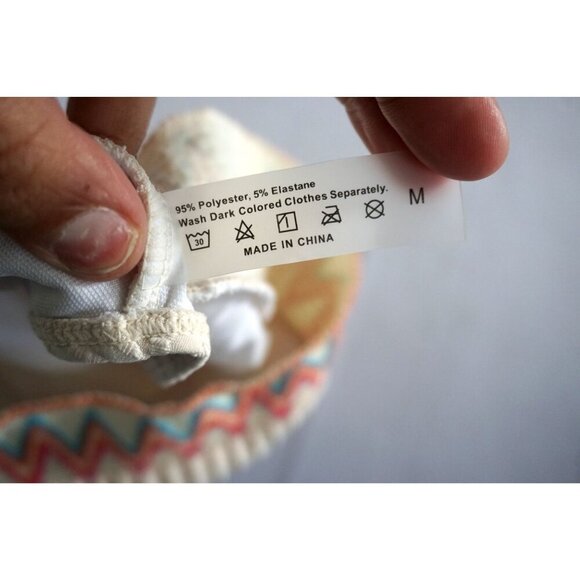 Women's Cream Chevron Pattern Ribbed Knit Bikini Bottom - Size M, NWOT - Picture 2 of 3